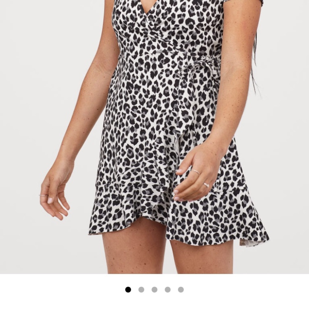White leopard print wrap dress cotton